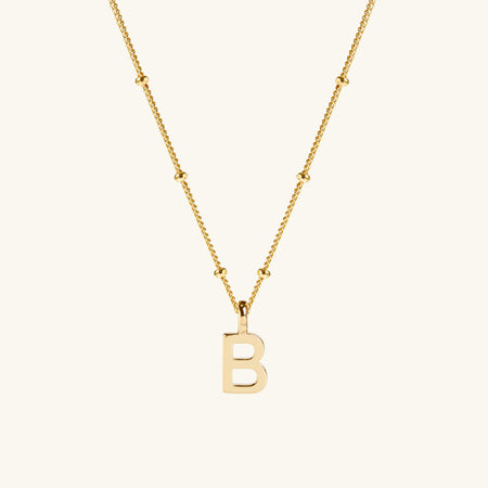Letter Necklace with Bead Chain Gold